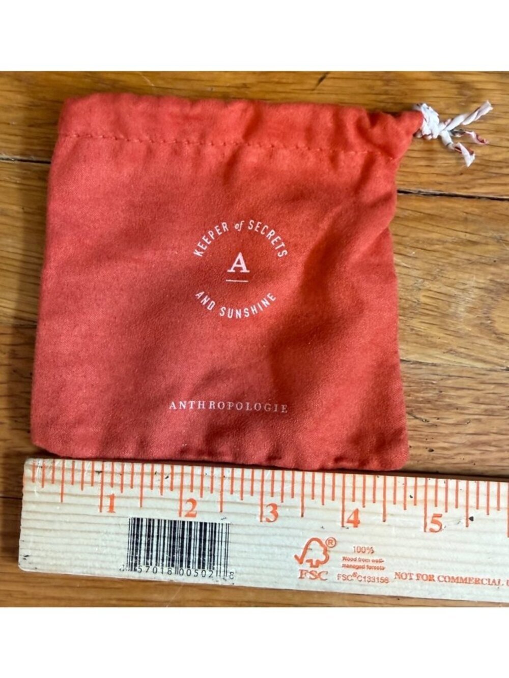 Anthropologie Coral Drawstring Jewelry Pouch Dust Bag 4"x4.5" Keeper Of Secrets